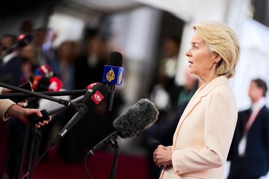 Ursula von der Leyen w trakcie wypowiedzi dla mediów /THOMAS TRAASDAHL /PAP/EPA
