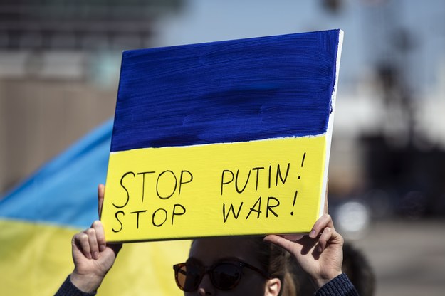 USA: Protest przeciwko najazdowi Putina na Ukrainę /ETIENNE LAURENT /PAP/EPA