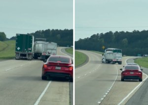 USA. Starcie gigantów na drodze. Kierowcy ciężarówek nie dawali za wygraną