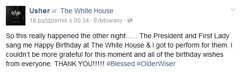 Usher dziękuje prezydenckiej parze na swoim Facebooku /&nbsp /