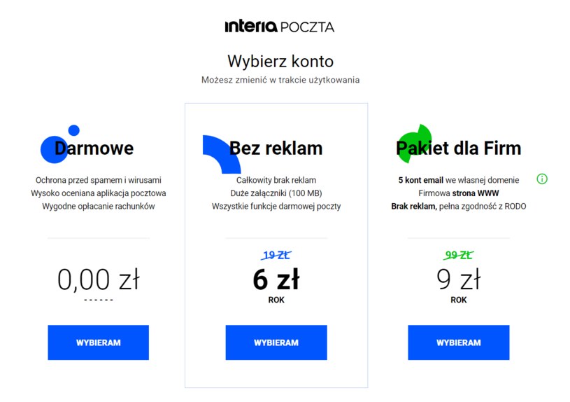 Usługi Poczty Interia - Darmowa Poczta, Poczta bez Reklam oraz Pakiet dla Firm /INTERIA.PL