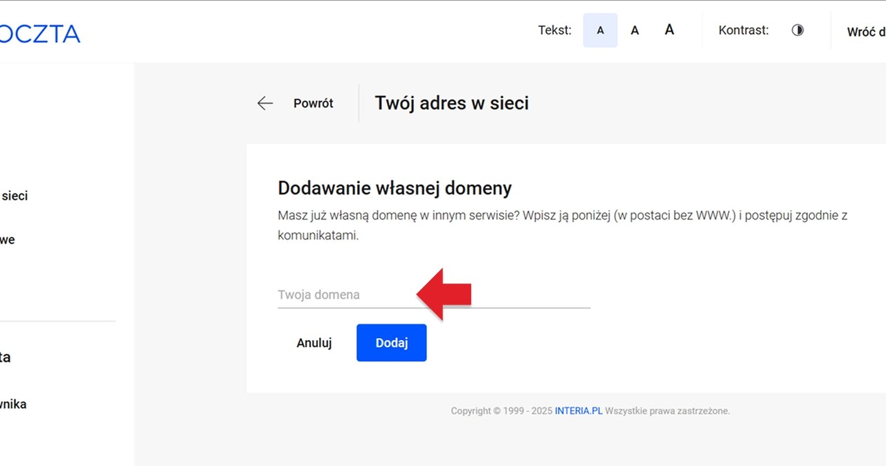 ustawienia poczty PRO
