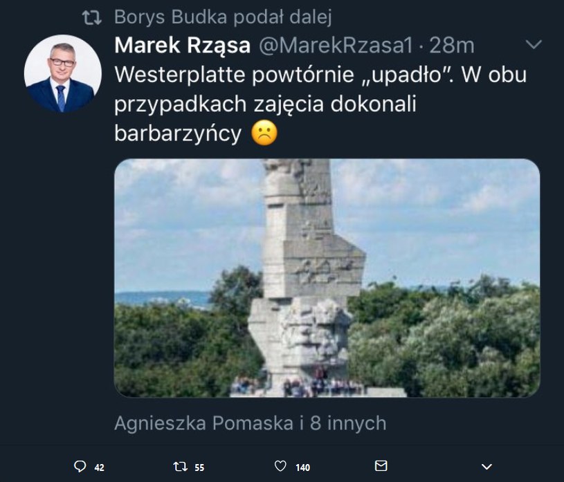 Usunięty wpis Marka Rząsy /Twitter