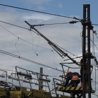 Naprawa uszkodzonej trakcji w Smętowie w Pomorskiem