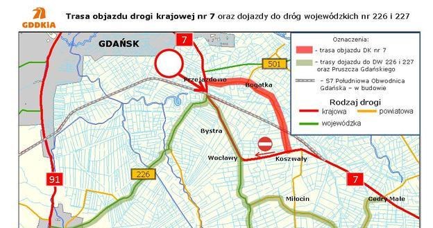 Utrudnienia na siódemce koło Gdańska / Fot: GDDKiA /Informacja prasowa