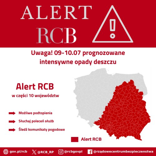 ‼️Uwaga! Alert RCB‼️ /Rządowe Centrum Bezpieczeństwa