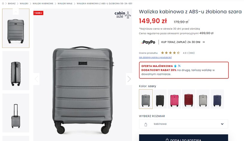 Uwielbiana walizka kabinowa Wittchen na promocji! /Wittchen /INTERIA.PL
