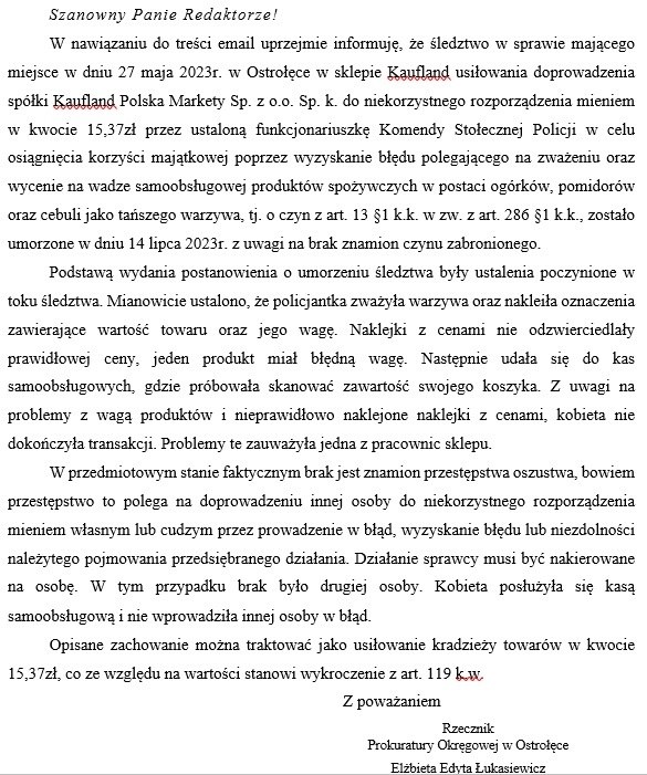 Uzasadnienie prokuratury /