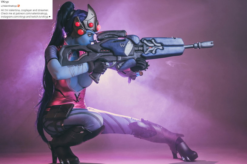 Valentina Kryp w stroju Black Widow z gry Overwatch - zdjęcie zamieszczone w serwisie Reddit.com /na profilu @ValentinaKryp /materiały źródłowe