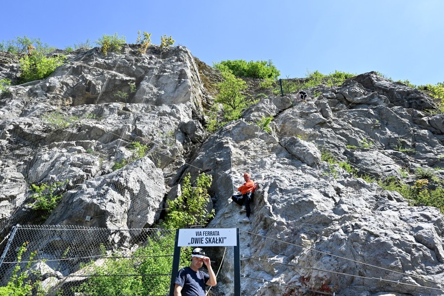 Via ferrata na terenie kieleckiej Kadzielni /Piotr Polak /PAP