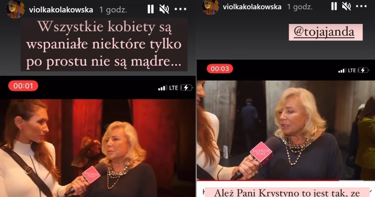 Viola Kołakowska zaatakowała Krystynę Jandę /Screen z instastory www.instagram.com/violkakolakowska/ /Instagram