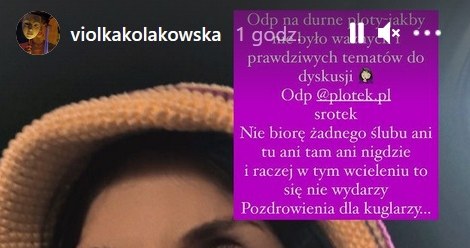 Viola Kołakowska zdementowała plany ślubne /Screen z instastory www.instagram.com/violkakolakowska /Instagram