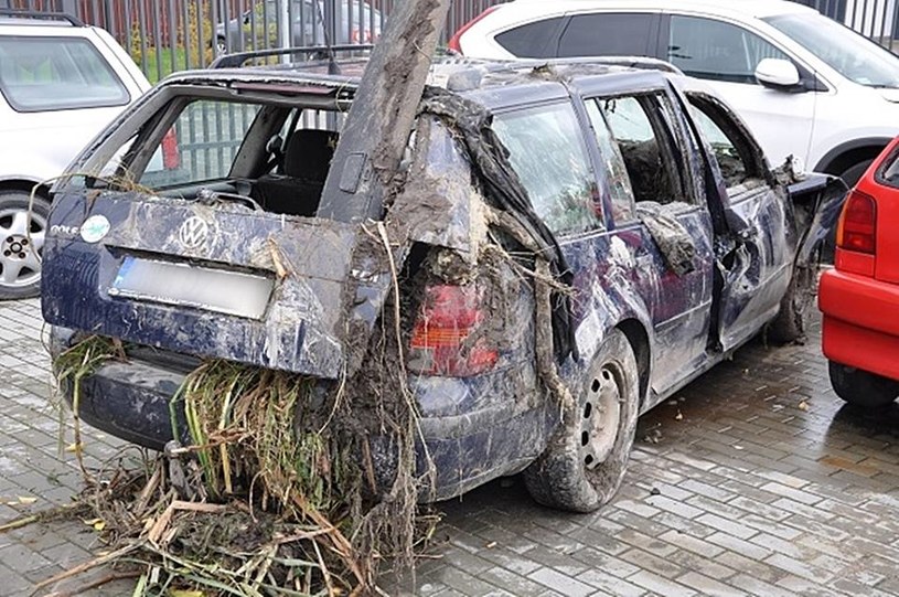 Volkswagen Golf, którym troje młodych ludzi uciekało przed policją /Policja