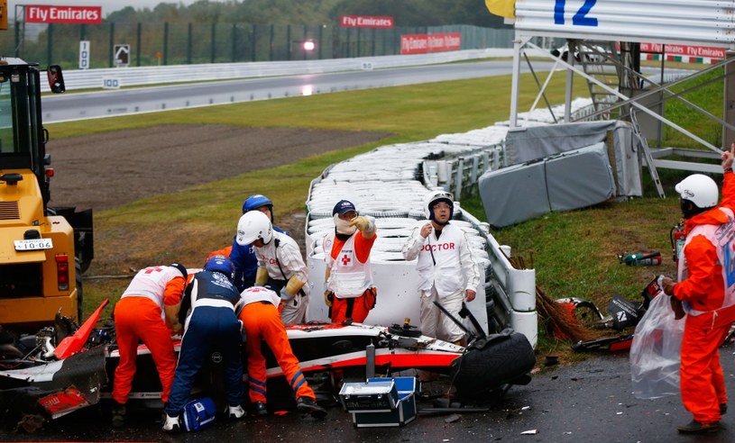 W 2014 roku Jules Bianchi uderzył z prędkością 126 km/h uderzył w dźwig. Obrażenia okazały się śmiertelne /Getty Images