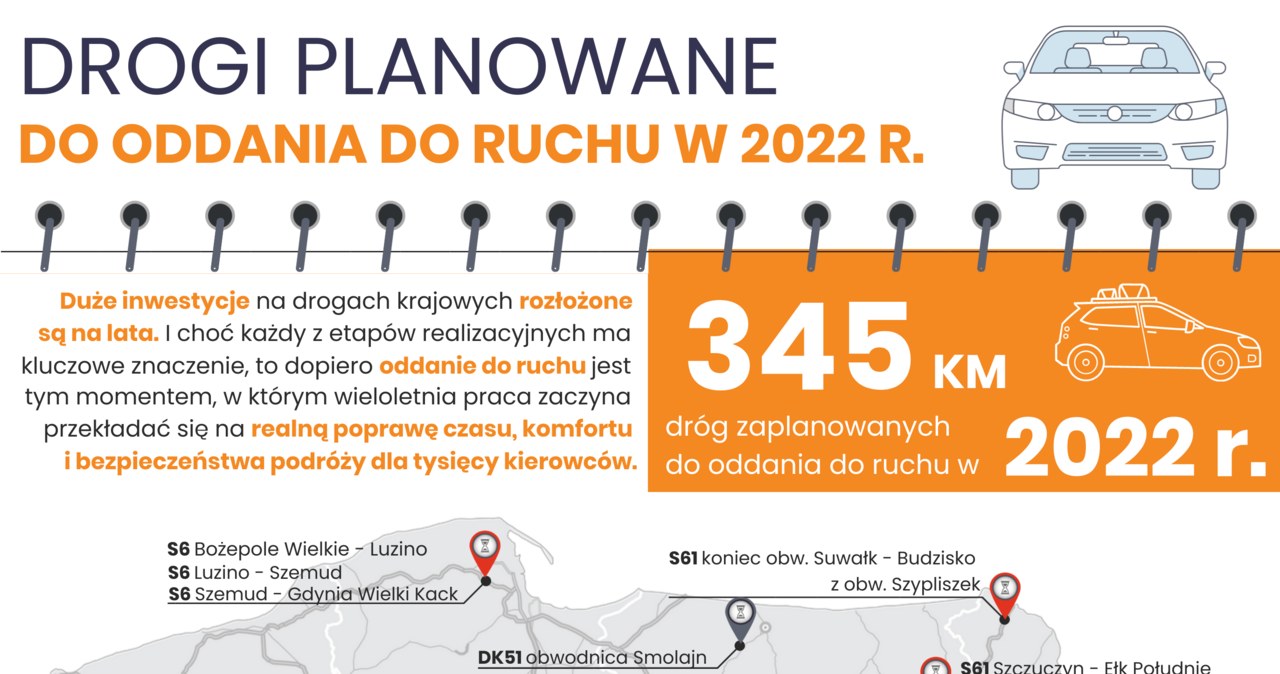 W 2022 roku GDDKiA planuje oddać do użytku ponad 345 km dróg. /GDDKiA