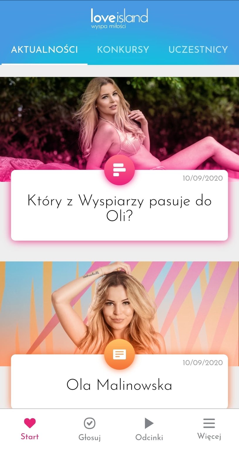 W aplikacji "Wyspa miłości" możecie brać udział w głosowaniach i konkursach! /Polsat /materiał zewnętrzny