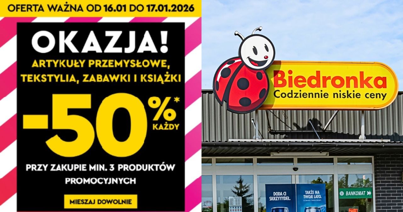W Biedronce od rana tłumy! Ruszyła dwudniowa akcja –50%, która szybko skończy się pustymi półkami /Biedronka /INTERIA.PL