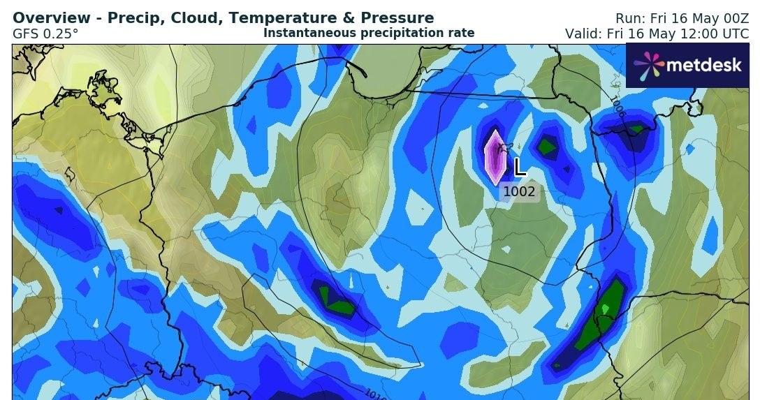 W całym będzie padać - nie tylko deszcz, lecz również derszcz śniegiem i śnieg /wxcharts /