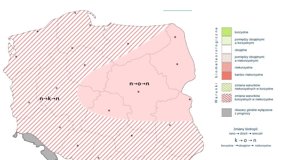 W ciągu dnia warunki biometeorologiczne będą przeważnie korzystne, dzięki spokojnej i słonecznej pogodzie. Gorsze będą rano i wieczorem, za sprawą mrozu /IMGW /