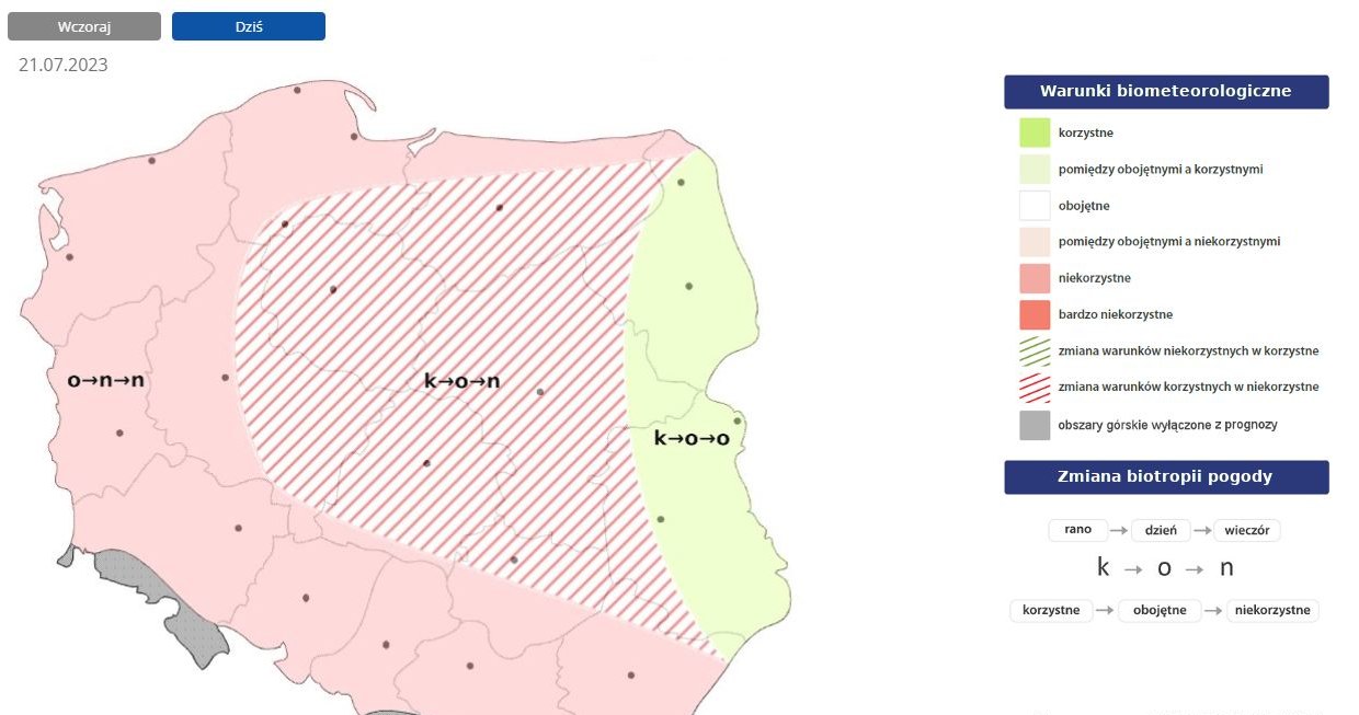 W ciągu dnia warunki z obojętnych w większości kraju zaczną się zmieniać do niekorzystnych /IMGW /