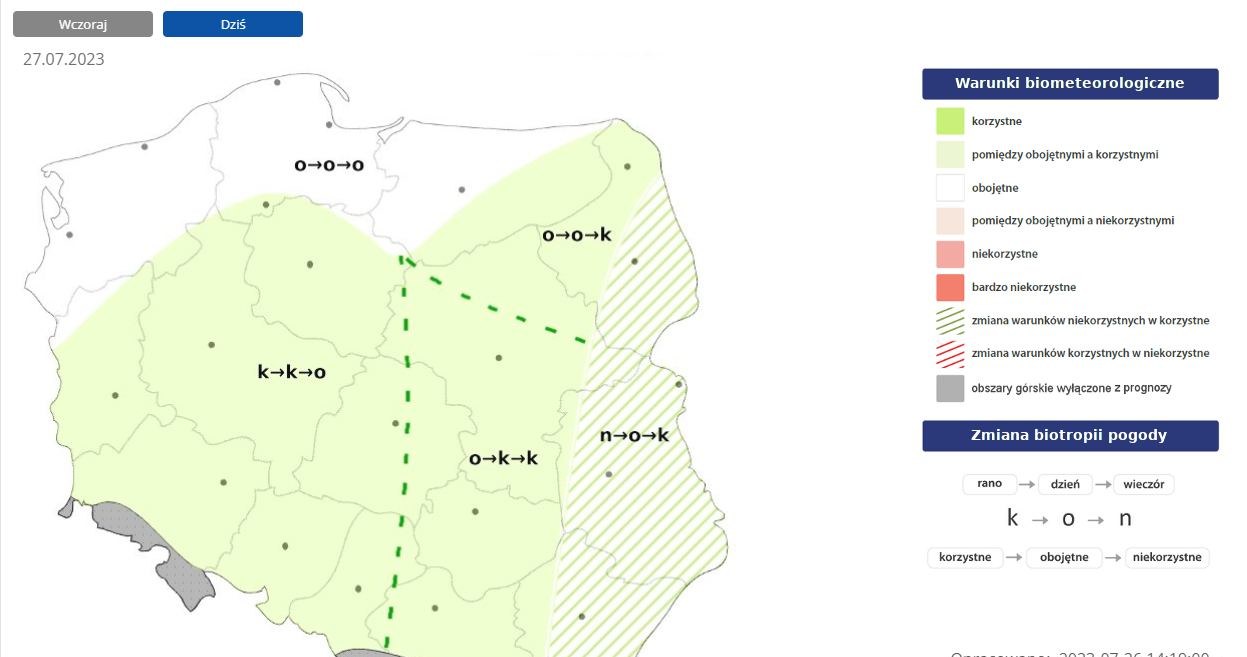 W czwartek biomet w większości kraju będzie przeważnie korzystny /IMGW /