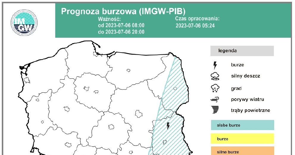 W czwartek burze mogą mieć miejsce na wschodzie Polski. Nie będą one jednak gwałtowne /IMGW /