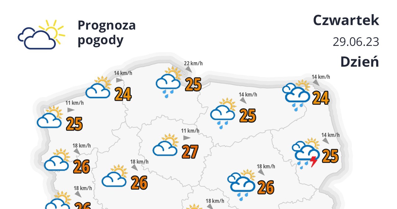 W czwartek temperatury maksymalne wyniosą 26-27 st. C /IMGW /