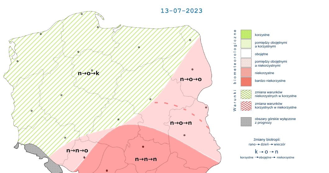 W czwartek w południowej części kraju warunki biometeorologiczne będą niekorzystne /IMGW /