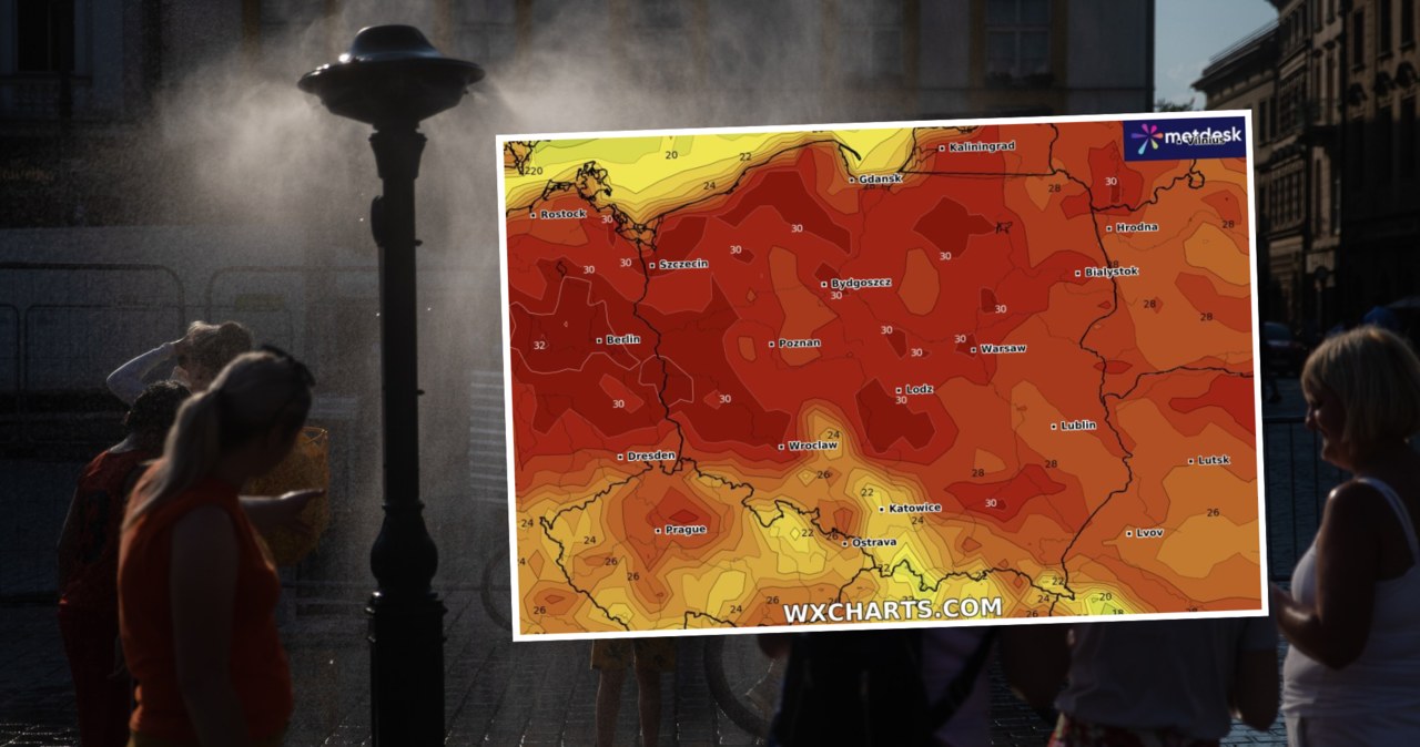 W czwartek w praktycznie całej Polsce obowiązują alerty IMGW drugiego stopnia dotyczące upałów. Na południu i wschodzie spodziewane są również silne burze z ulewami i gradobiciem /Jakub Włodek/Agencja Wyborcza.pl/WXCHARTS /
