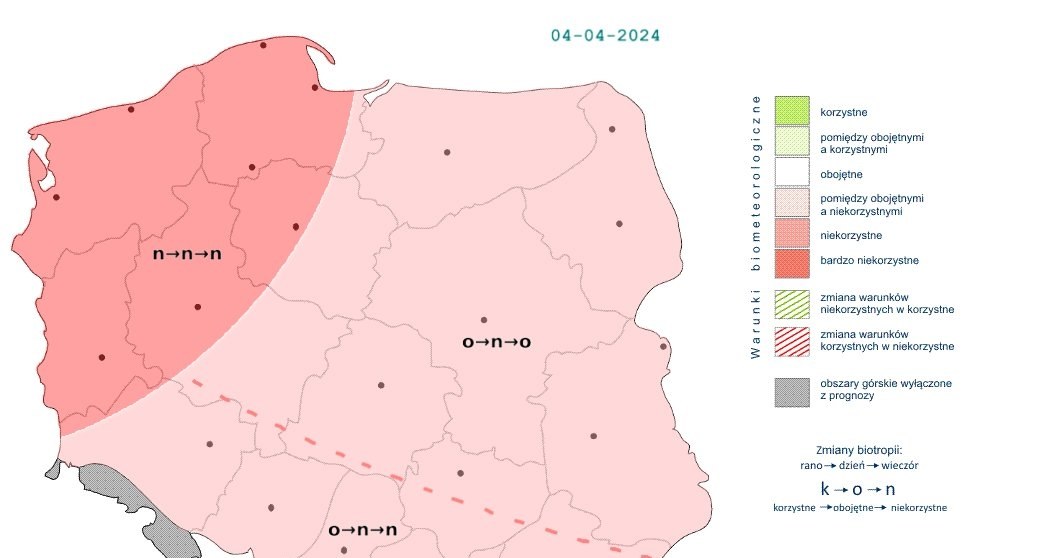 W czwartek warunki w większości kraju będą obojętne lub niekorzystne /IMGW /