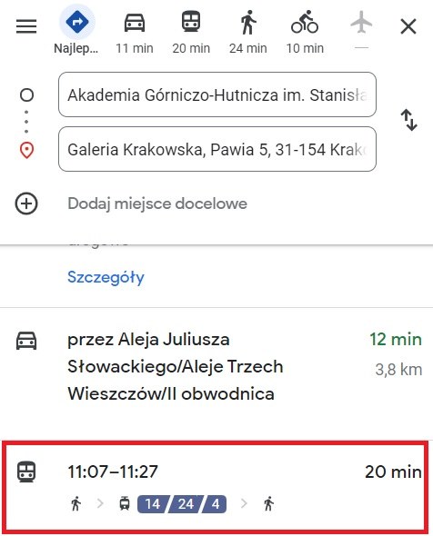 W Google Maps można sprawdzić, którym tramwajem lub autobusem dojedziemy najszybciej w pożądane miejsce. /Google Maps /materiał zewnętrzny