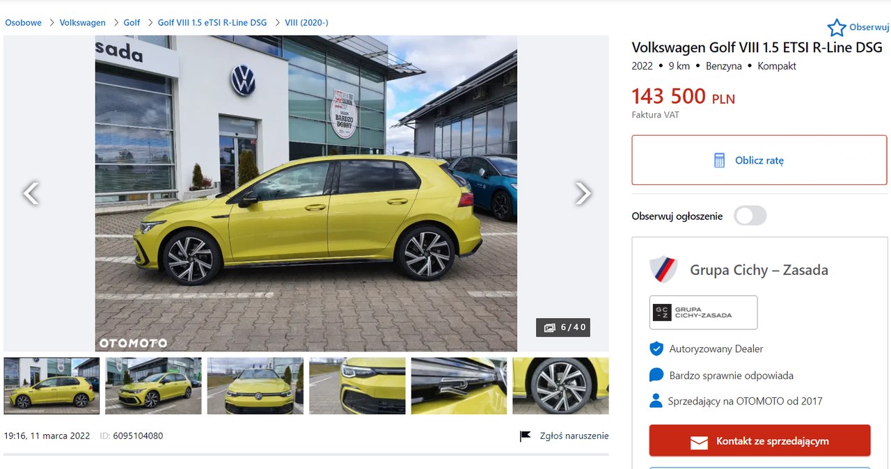 W interesującej nas kwocie można kupić np. VW Golfa VIII ze 130-konnym silnikiem 1.5 eTSI mHEV /Informacja prasowa