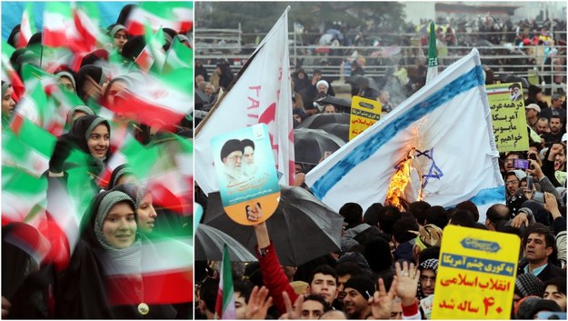 W Iranie trwają obchody 40. rocznicy Rewolucji Islamskiej. Tutaj: Irańczycy świętujący dzisiaj na Placu Wolności w Teheranie /Abedin Taherkenareh   /PAP/EPA