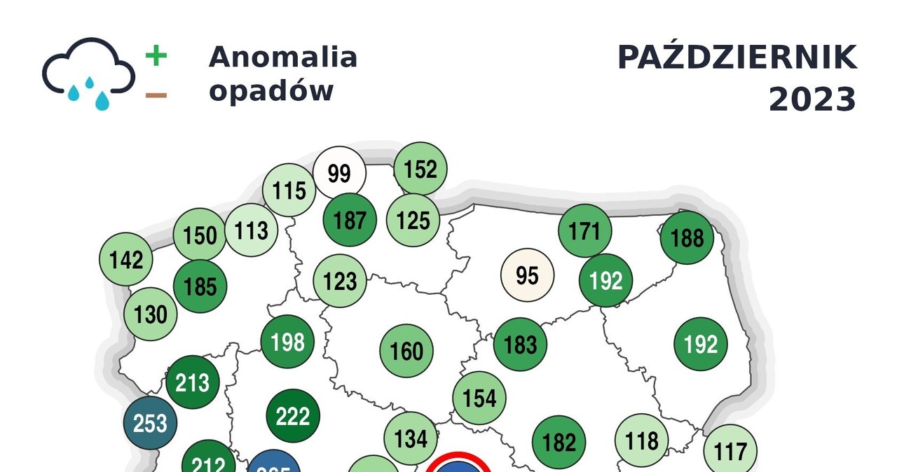 W Łodzi w październiku odnotowano anomalię opadów sięgającą 285 proc. normy opadu dla tego miesiąca /IMGW /