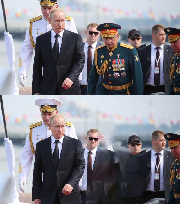w mediach społecznościowych pojawiły się memy, w których Szojgu jest usuwany przez Putina ze zdjęć podobnie, jak zwykł to robić Stalin /Twitter