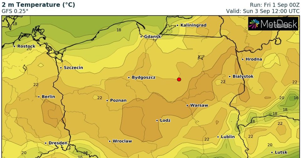 W niedzielę będzie nieco chłodniej niż w sobotę, za to nie powinno być burz /wxcharts /