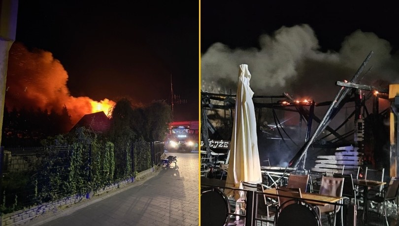 W nocy w Helu doszło do dużego pożaru - ogień objął restaurację, remizę OSP Hel i budynek gospodarczy sąsiedniej parafii (zdjęcia z miejsca zdarzenia) /KP PSP Puck /