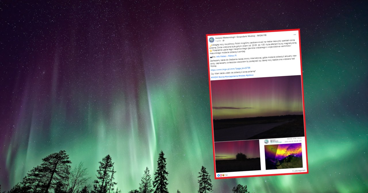 W nocy z niedzieli na poniedziałek nad Polską pojawiła się zorza polarna. Była widoczna przez około dwie godziny /Vincent Guth/Unsplash/Instytut Meteorologii i Gospodarki Wodnej - IMGW PIB/Facebook /