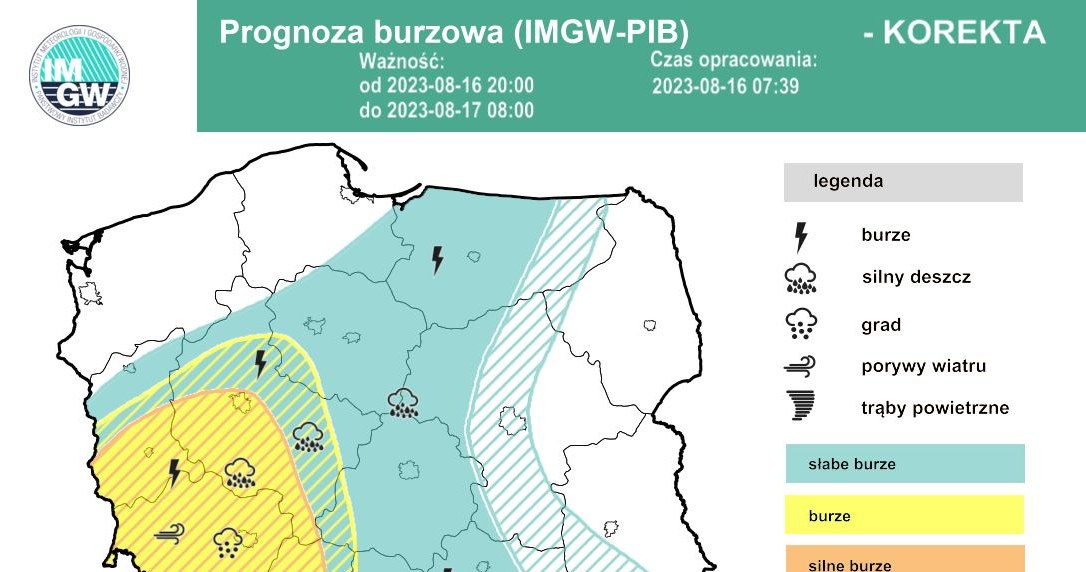 W nocy ze środy na czwartek w dużej części kraju pojawią się burze /IMGW /