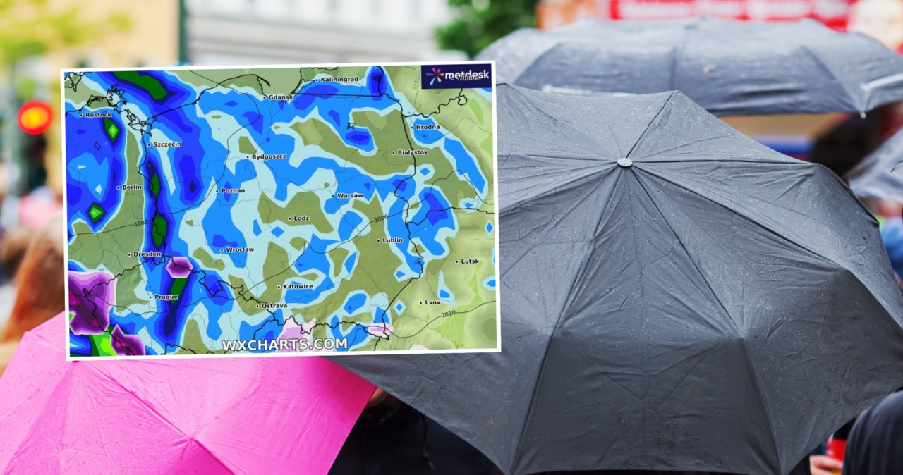 W piątek będzie deszczowo i pochmurnie w większości kraju. Miejscami spadnie też deszcz ze śniegiem, lokalnie mogą też pojawić się burze /madrabothair/123rf/WXCHARTS /