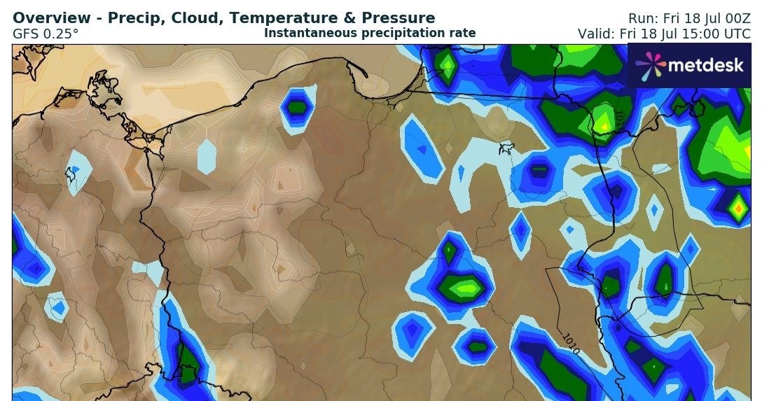 W piątek najgorszej pogody można się spodziewać przede wszystkim na wschodzie i południu. To tam burze będą najsilniejsze /wxcharts /