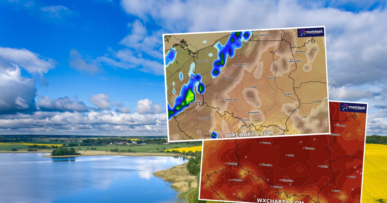 On Friday, most of Poland will see temperatures of up to 32 degrees Celsius, which will be the coldest in the north, with thunderstorms possible during the day. Level 1 and 2 IMWM alerts apply nationwide /grzejan/123rf/WXCHARTS/