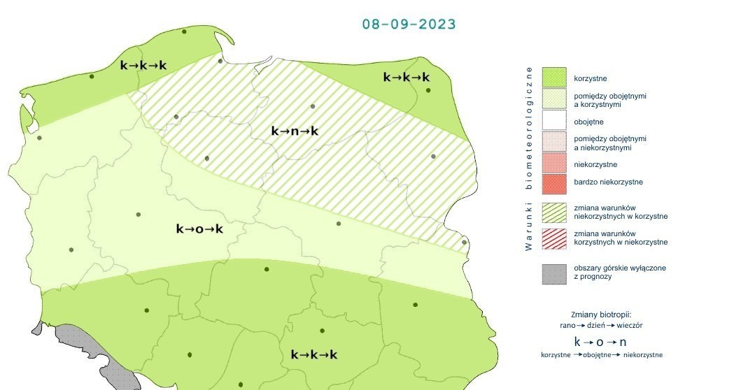 W piątek warunki biometeorologiczne będą przeważnie korzystne. Jedynie w centrum i na północy przejściowo osłabną /IMGW /