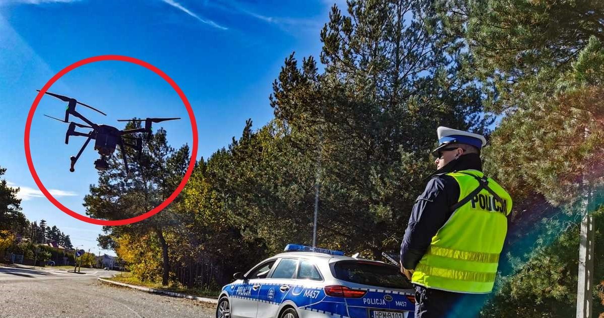 W policyjnej akcji uczestniczył dron Grupy SPEED. Aż 230 kierowców nie zatrzymało się przed znakiem stop /Policja