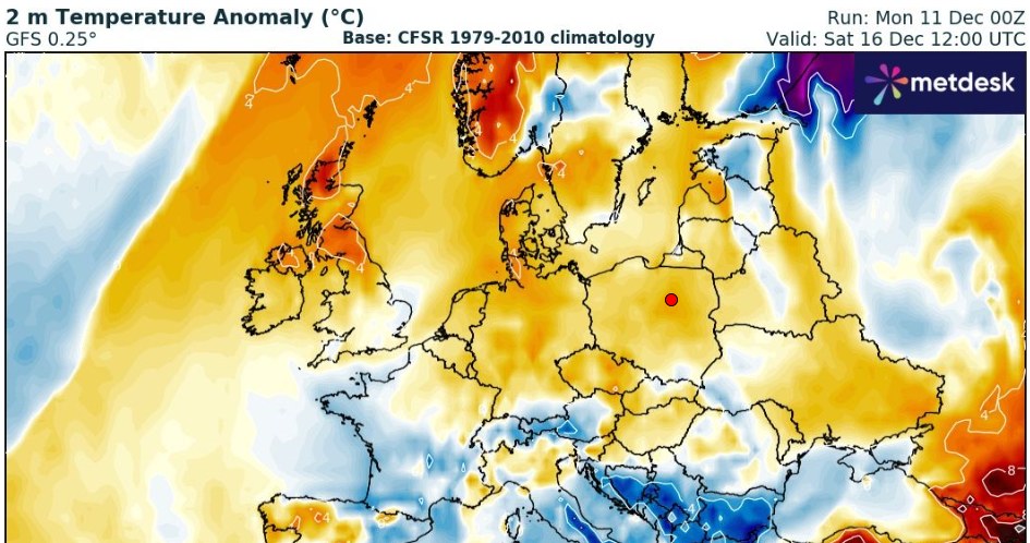 W Polsce panuje odwilż. W weekend będzie nieco chłodniej, jednak wciąż temperatury będą dodatnie /wxcharts