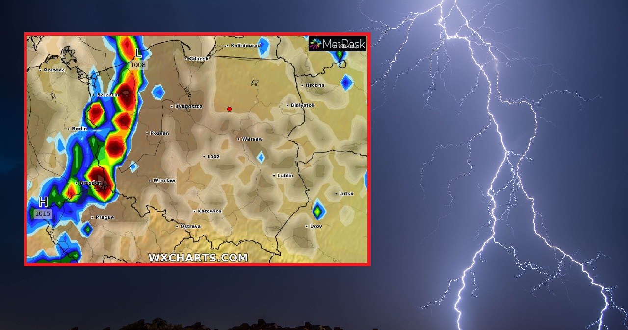 W poniedziałek będzie upalnie, jednak po południu i wieczorem możliwe silne burze /123rf/wxcharts /