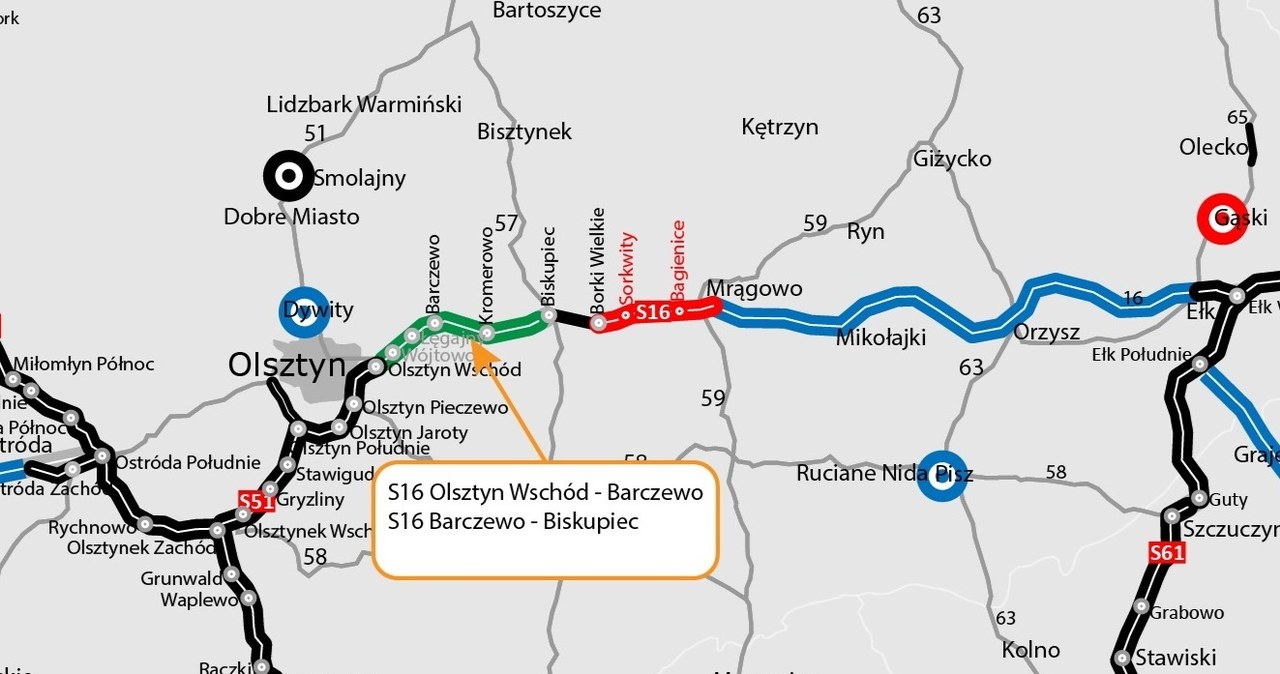 W przypadku fragmentu Olsztyn Wschód - Barczewo GDDKiA musiała ponownie przeanalizować oferty. A co z odcinkiem Barczewo - Biskupiec? /GDDKiA