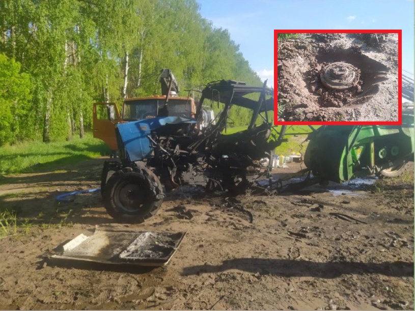 W rejonie Czernihowa podczas prac polowych traktor wjechał na minę. Kierowca nie żyje /ДСНС України /Telegram