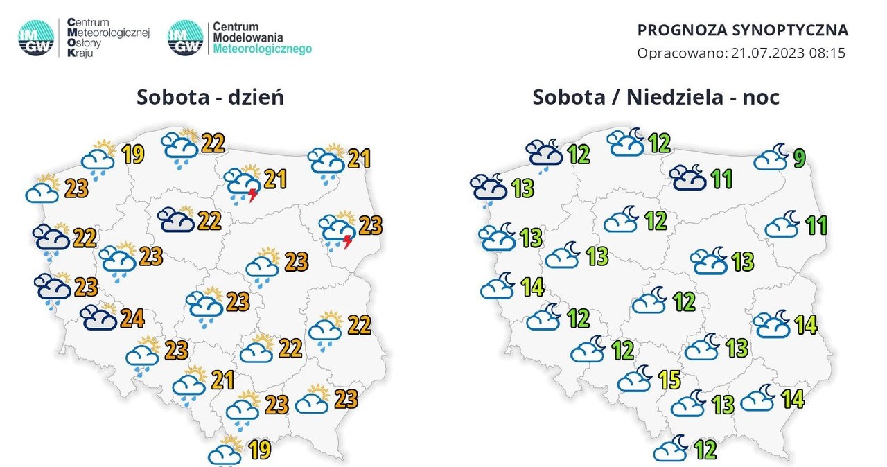 W sobotę będzie chłodniej, w nocy na Suwalszczyźnie będzie 9 st. C /IMGW /