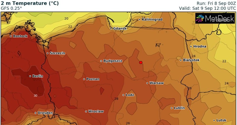 W sobotę będzie ciepło i pogodnie. Na zachodzie możliwe będą upały /wxcharts /